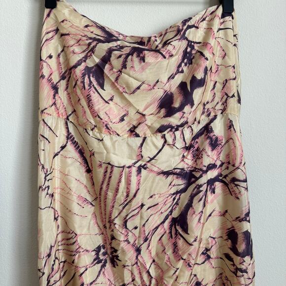 Vintage Y2K GLAM Womens 100% Silk Strapless Floral Midi Dress Lined Size Small - Picture 6 of 11